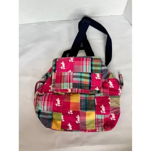 Colorful Disney Parks patchwork mini backpack with Mickey Mouse head silhouettes - Picture 10 of 16